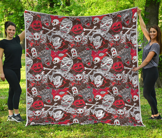 Halloween Monsters Pattern Print Quilt