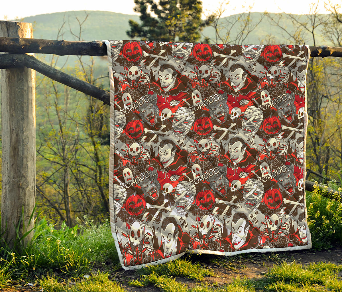 Halloween Monsters Pattern Print Quilt