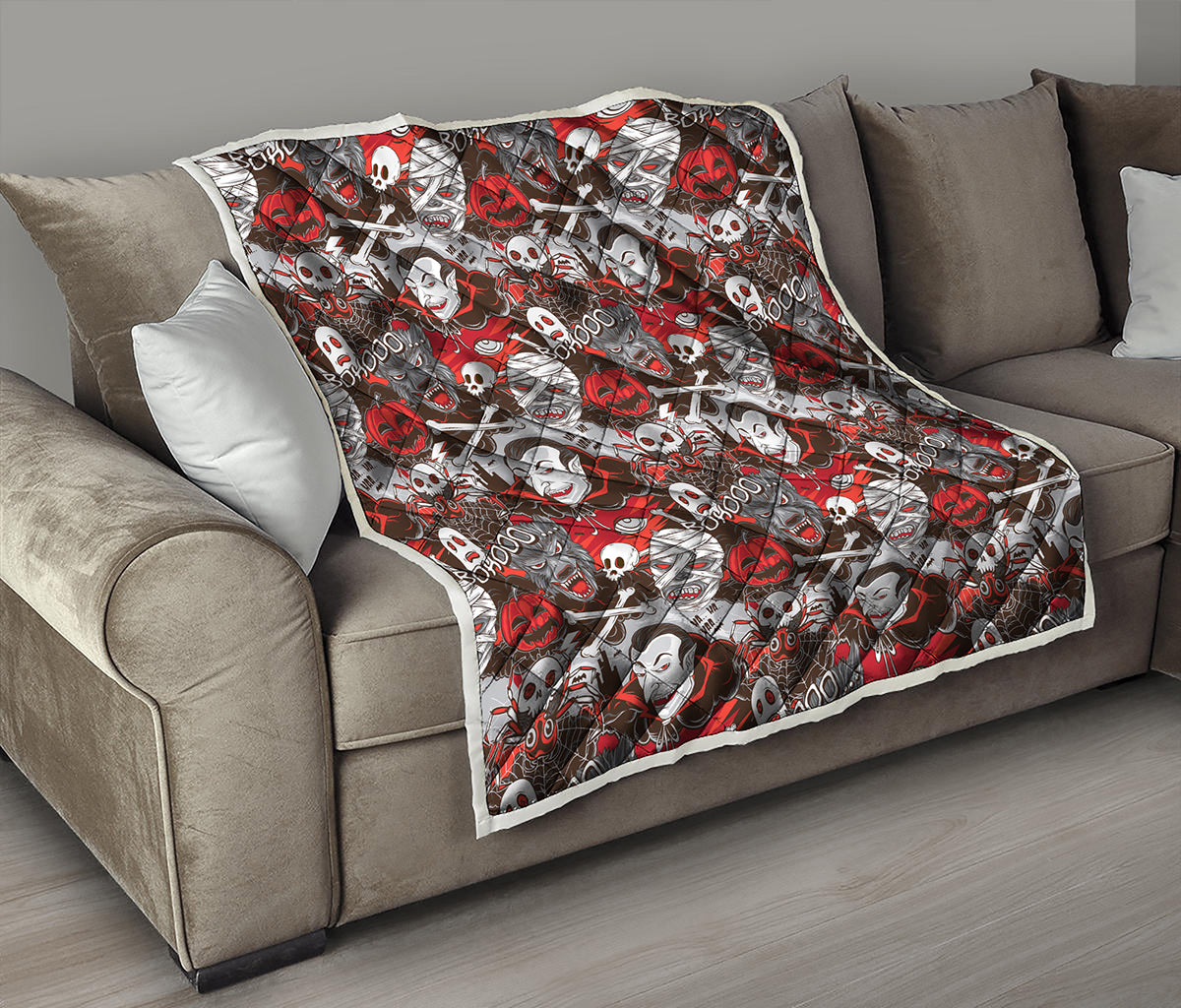 Halloween Monsters Pattern Print Quilt