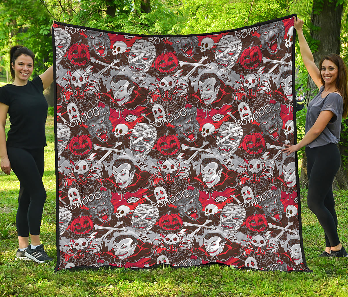 Halloween Monsters Pattern Print Quilt