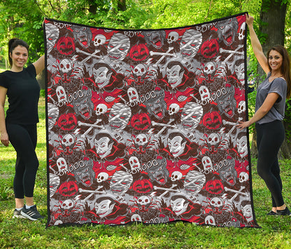Halloween Monsters Pattern Print Quilt