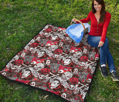 Halloween Monsters Pattern Print Quilt