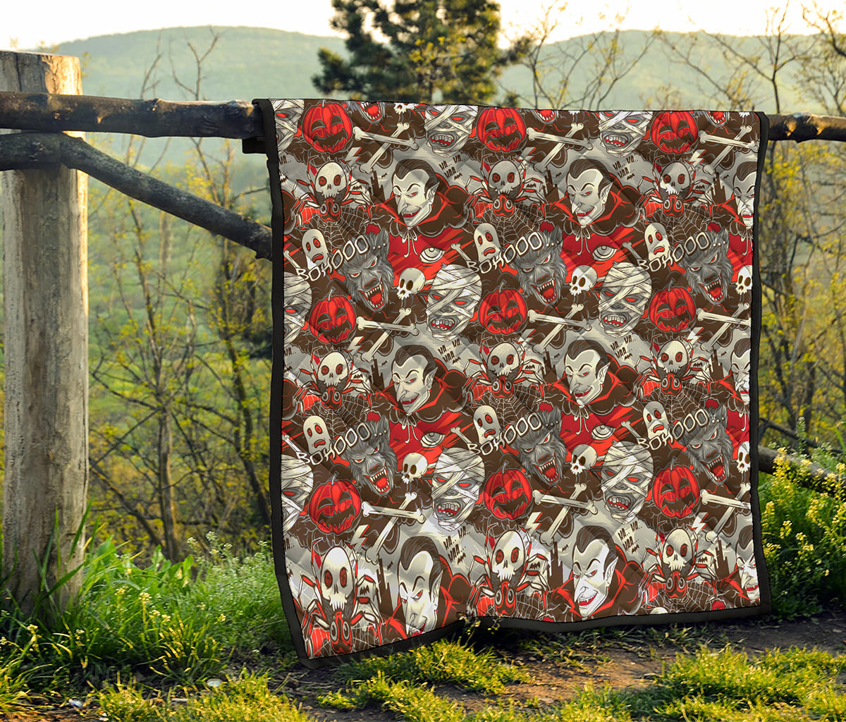 Halloween Monsters Pattern Print Quilt