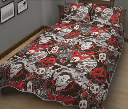 Halloween Monsters Pattern Print Quilt Bed Set