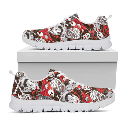 Halloween Monsters Pattern Print White Sneakers