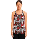 Halloween Monsters Pattern Print Women's Racerback Tank Top