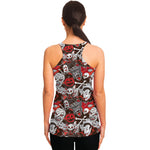 Halloween Monsters Pattern Print Women's Racerback Tank Top