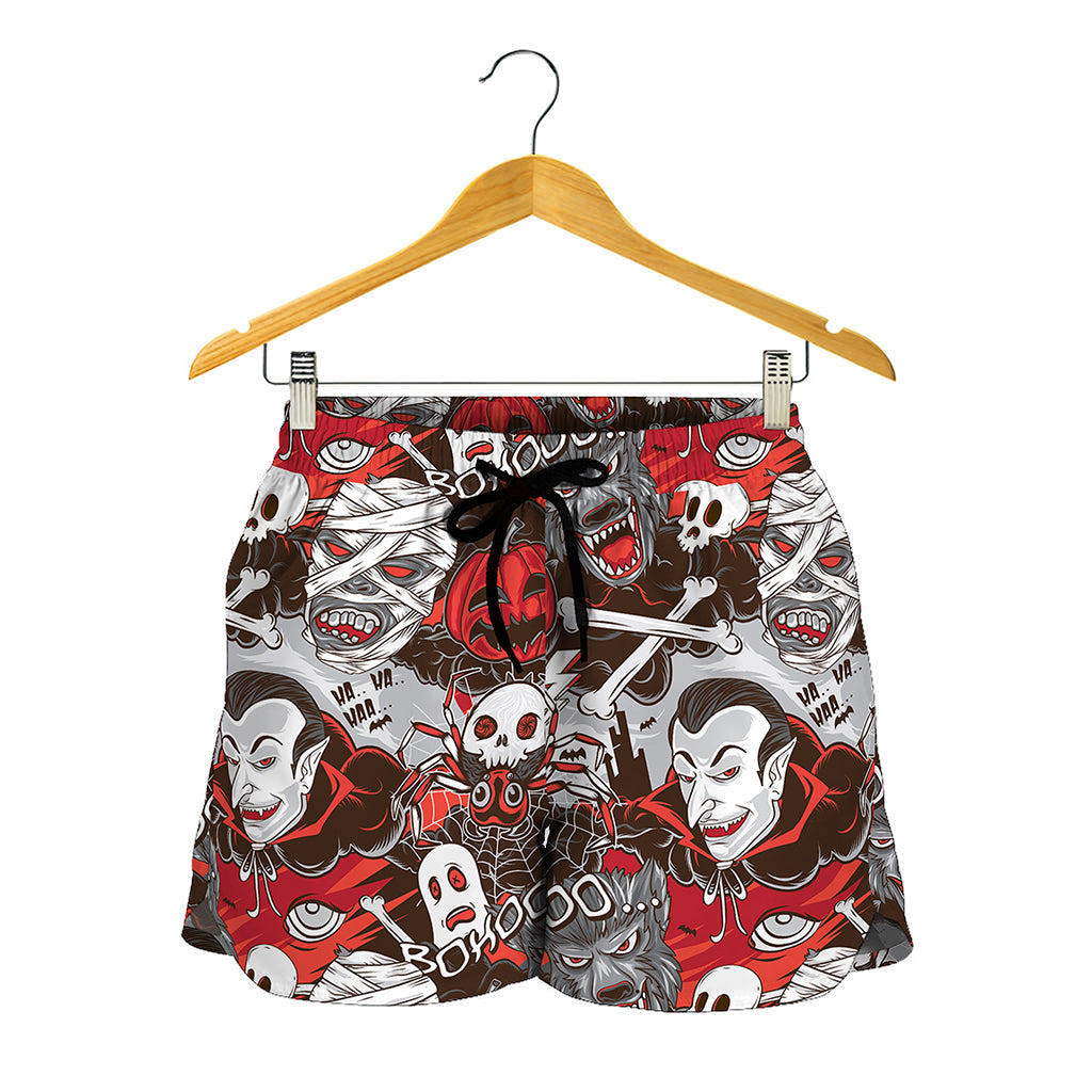 Halloween Monsters Pattern Print Women's Shorts