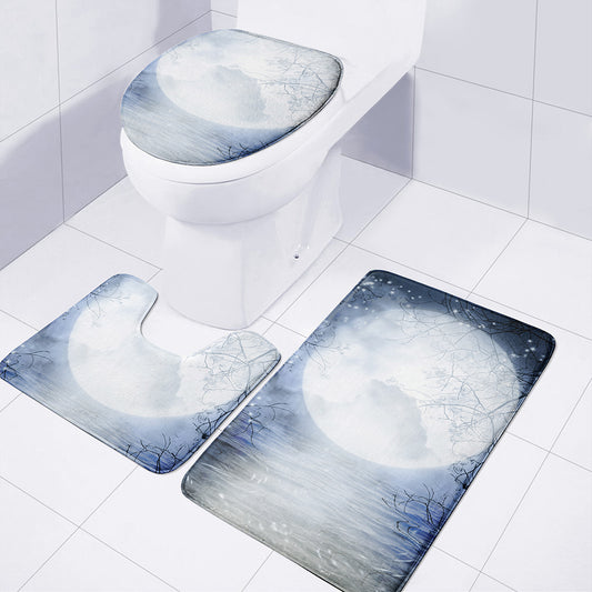 Halloween Moonlight Print 3 Piece Bath Mat Set