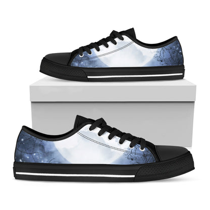 Halloween Moonlight Print Black Low Top Shoes