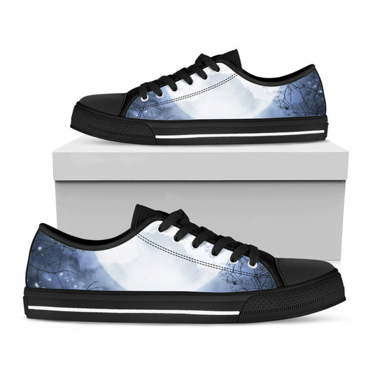 Halloween Moonlight Print Black Low Top Shoes