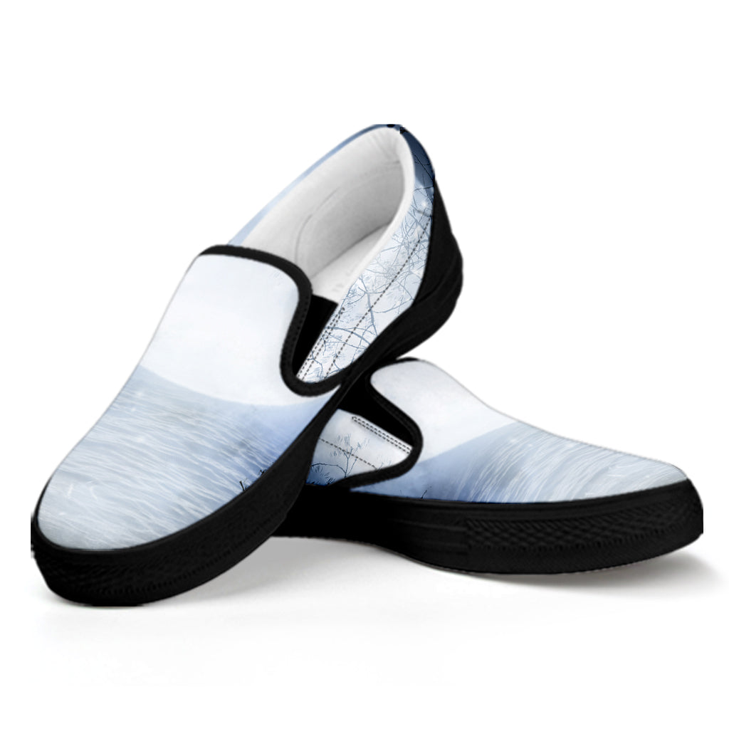 Halloween Moonlight Print Black Slip On Shoes