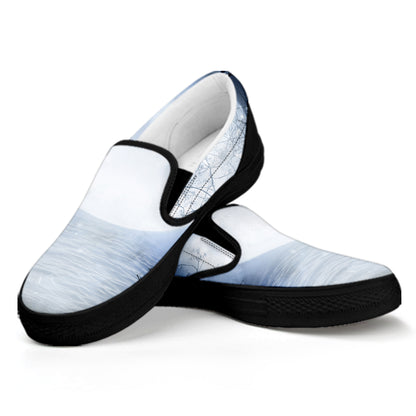 Halloween Moonlight Print Black Slip On Shoes