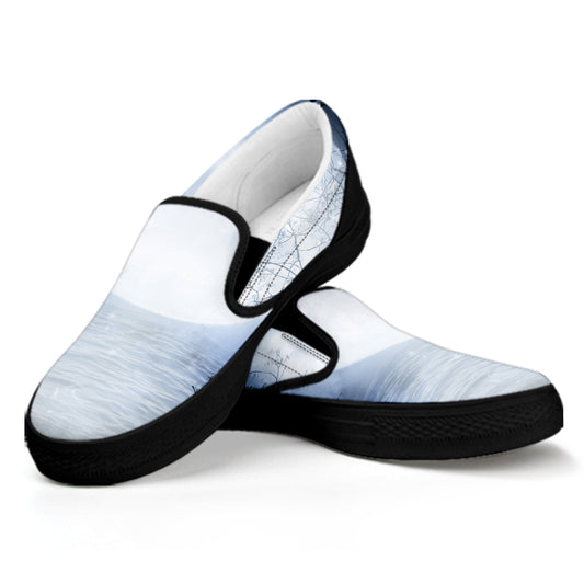 Halloween Moonlight Print Black Slip On Shoes