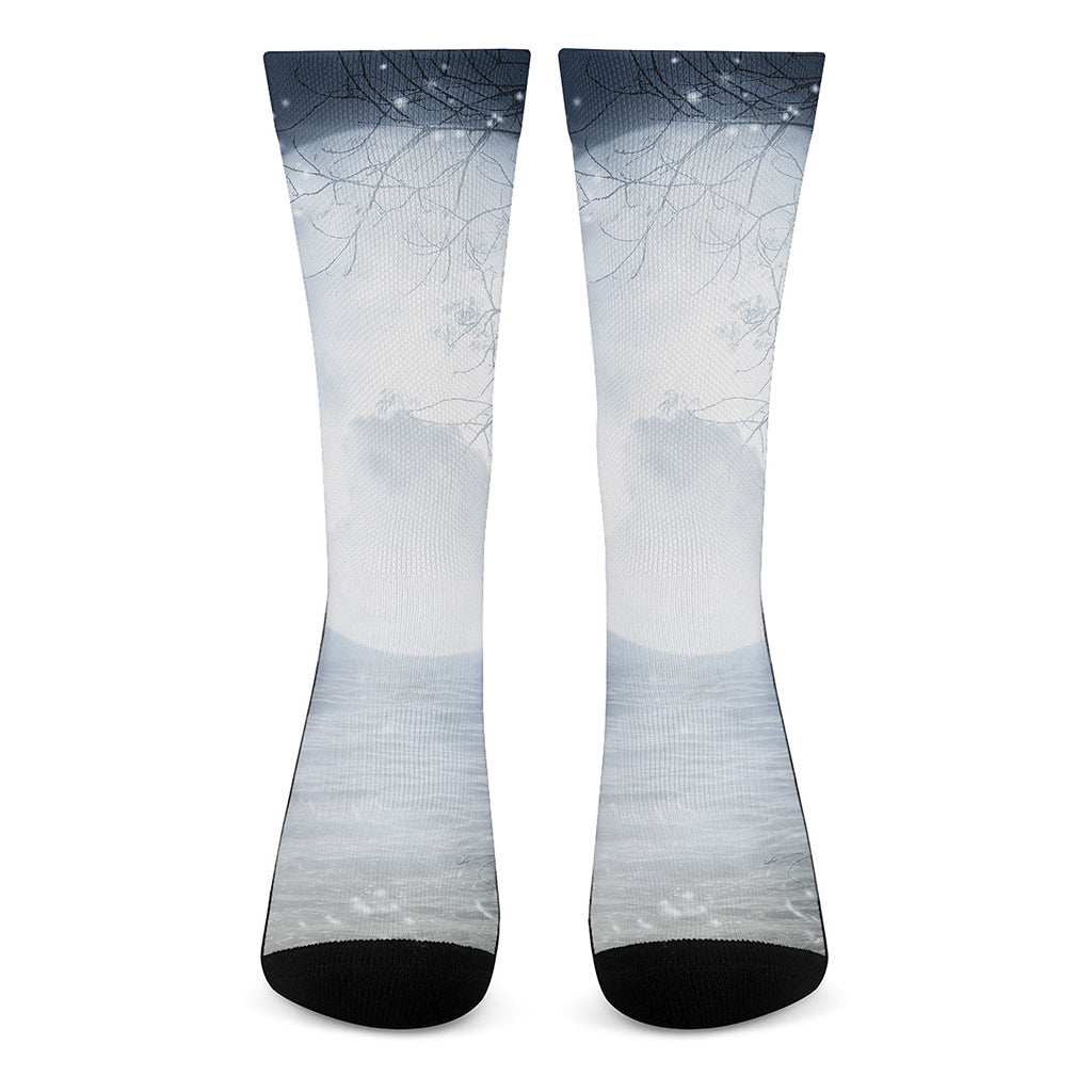 Halloween Moonlight Print Crew Socks