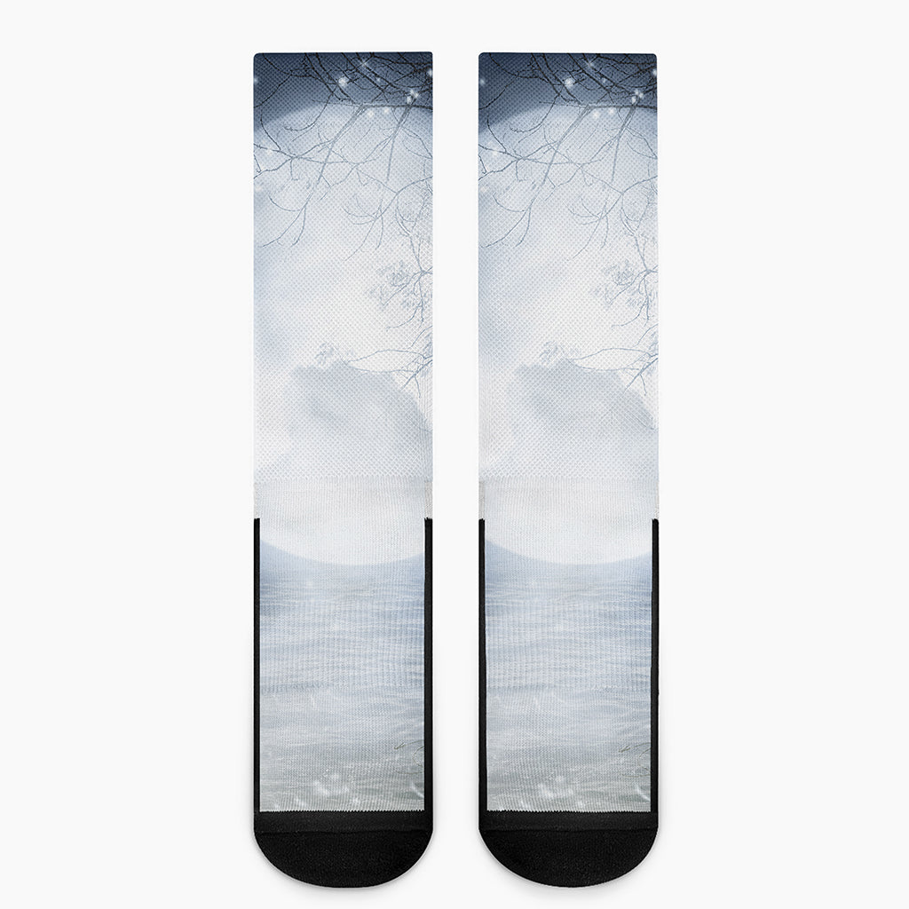 Halloween Moonlight Print Crew Socks