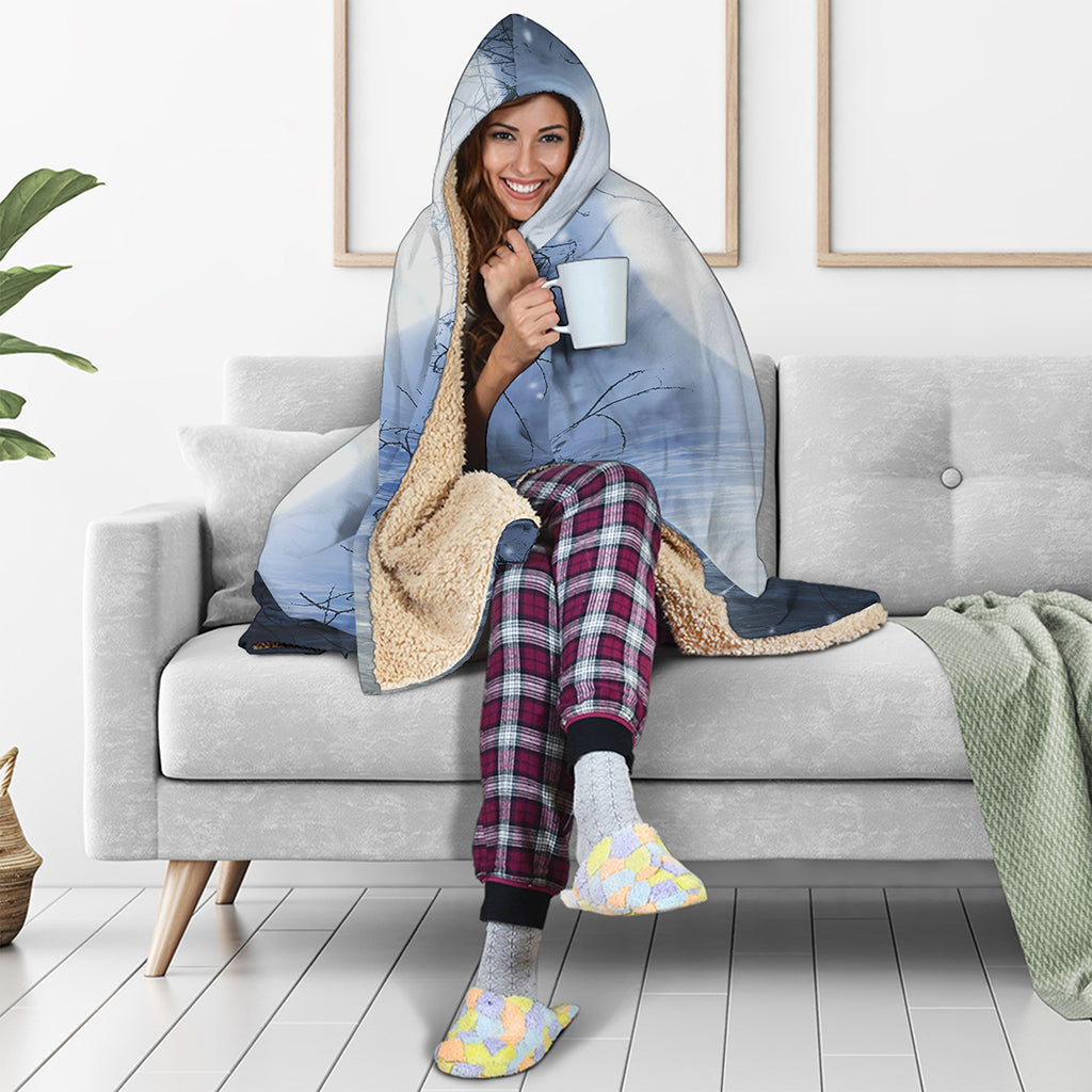 Halloween Moonlight Print Hooded Blanket