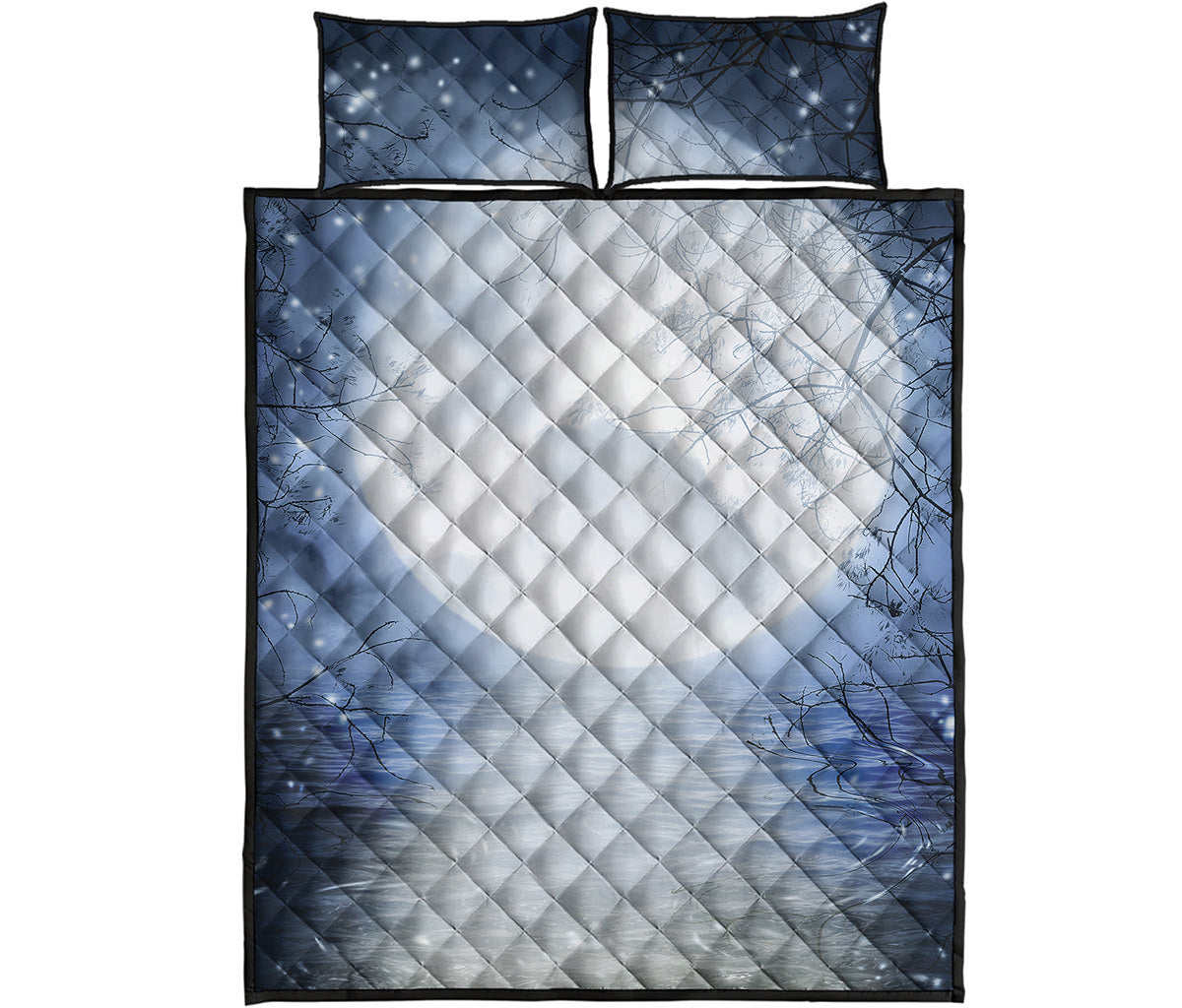 Halloween Moonlight Print Quilt Bed Set