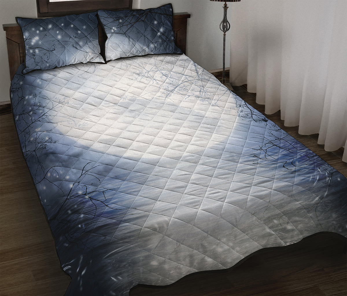 Halloween Moonlight Print Quilt Bed Set