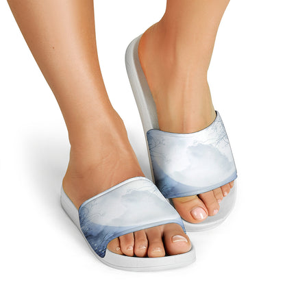 Halloween Moonlight Print White Slide Sandals