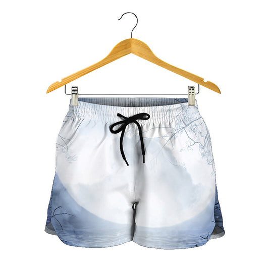 Halloween Moonlight Print Women's Shorts
