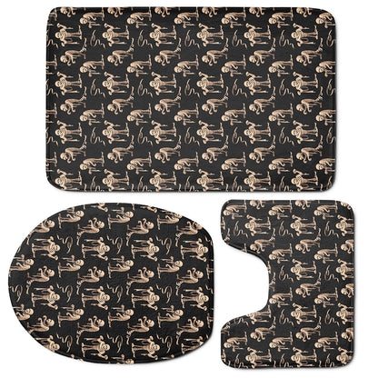 Halloween Mummy Pattern Print 3 Piece Bath Mat Set