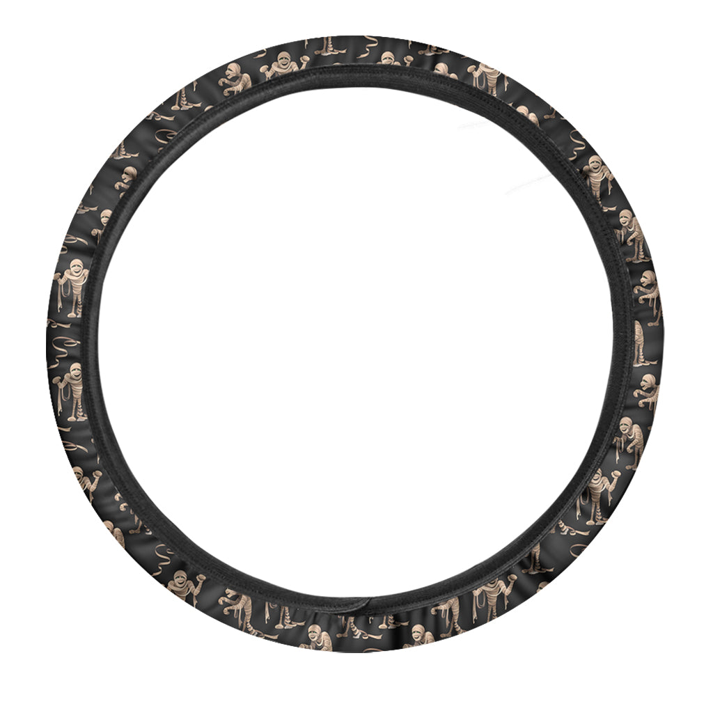 Halloween Mummy Pattern Print Car Steering Wheel Cover