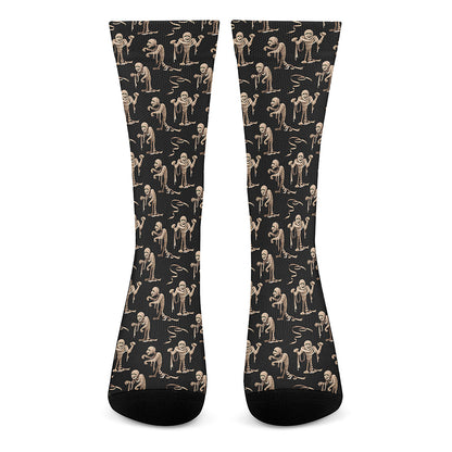 Halloween Mummy Pattern Print Crew Socks
