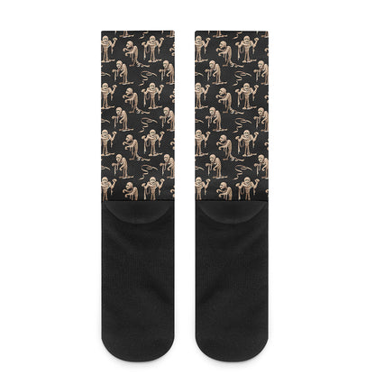 Halloween Mummy Pattern Print Crew Socks
