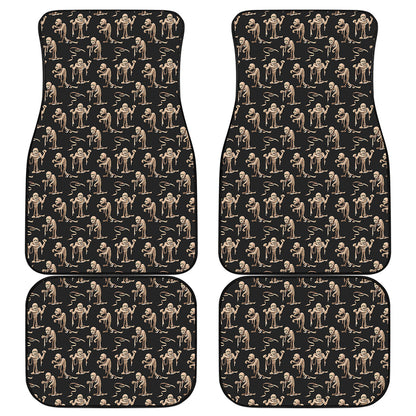 Halloween Mummy Pattern Print Front and Back Car Floor Mats