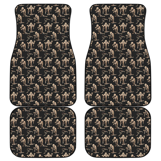 Halloween Mummy Pattern Print Front and Back Car Floor Mats