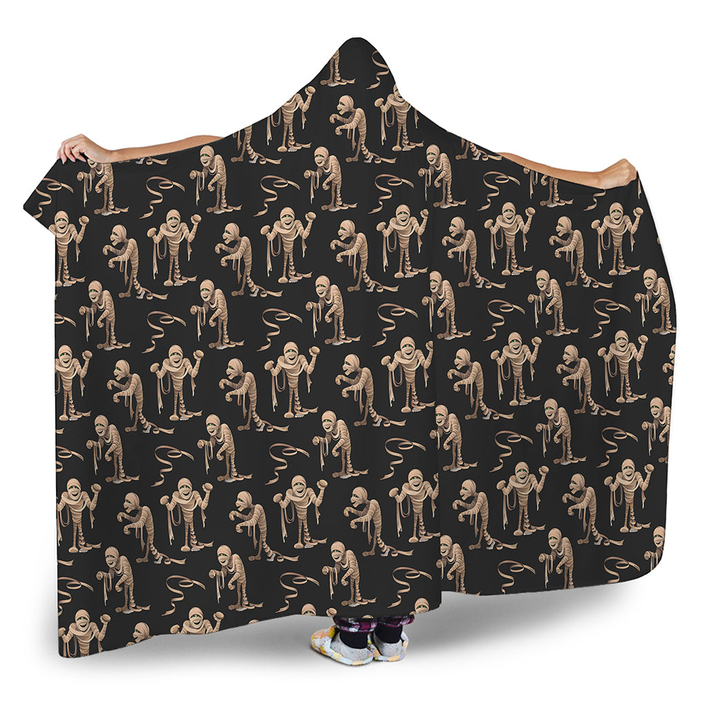 Halloween Mummy Pattern Print Hooded Blanket