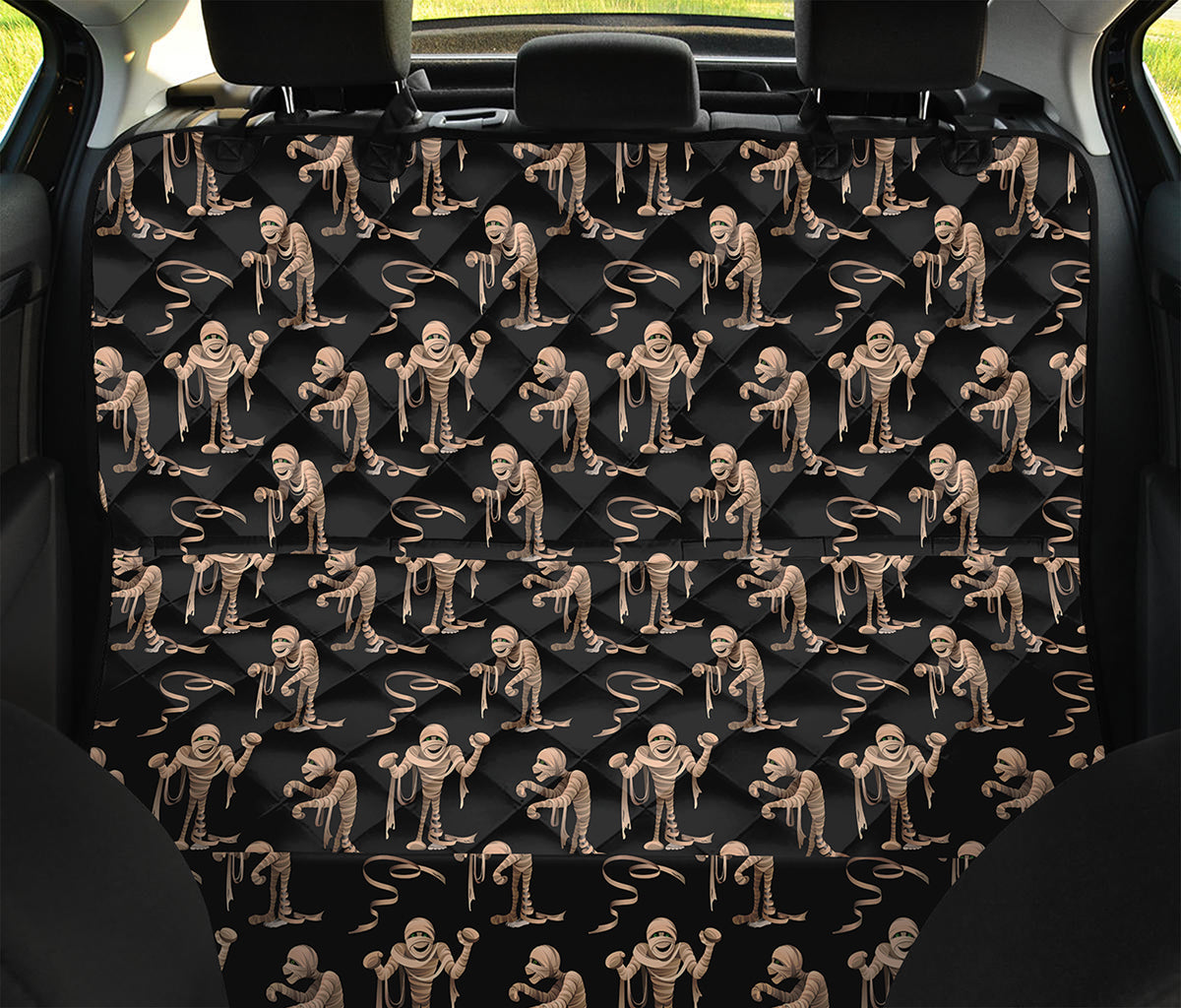 Halloween Mummy Pattern Print Pet Car Back Seat Cover