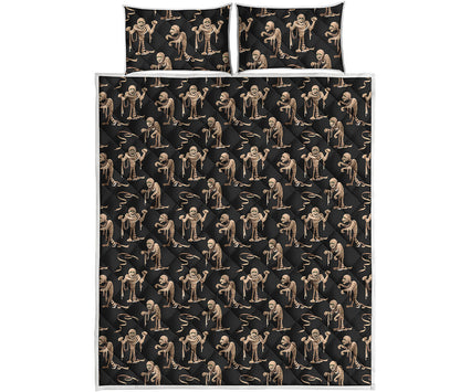 Halloween Mummy Pattern Print Quilt Bed Set