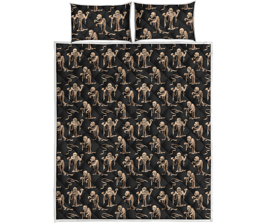 Halloween Mummy Pattern Print Quilt Bed Set
