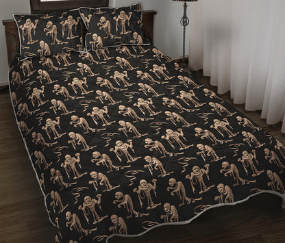 Halloween Mummy Pattern Print Quilt Bed Set