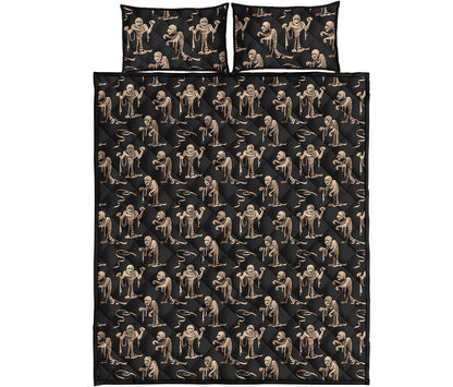 Halloween Mummy Pattern Print Quilt Bed Set