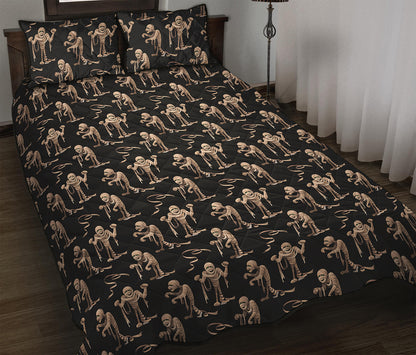 Halloween Mummy Pattern Print Quilt Bed Set