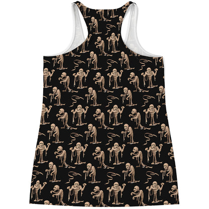 Halloween Mummy Pattern Print Women's Racerback Tank Top