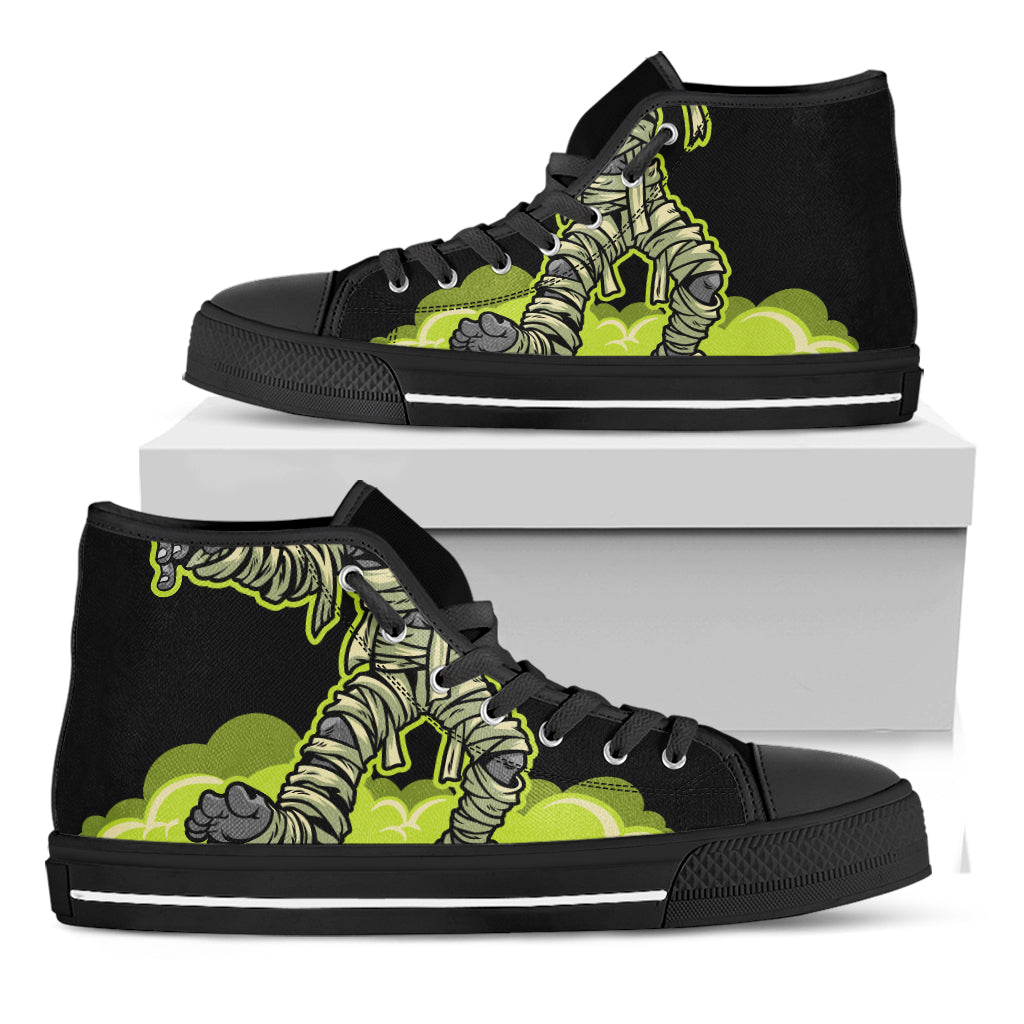 Halloween Mummy Print Black High Top Shoes