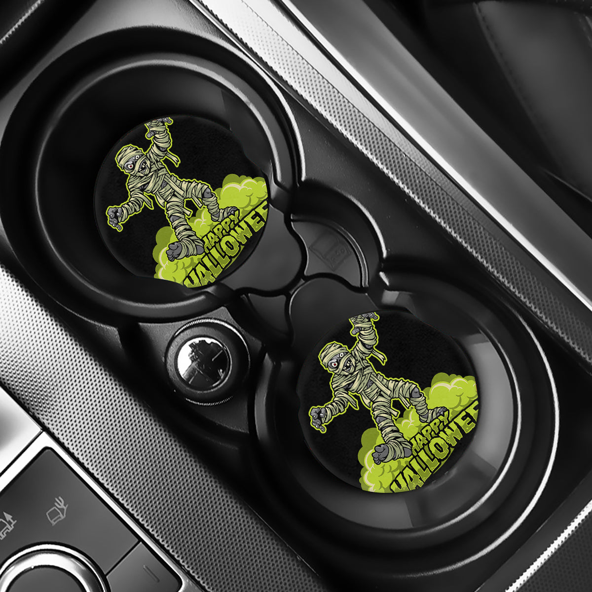 Halloween Mummy Print Car Coasters