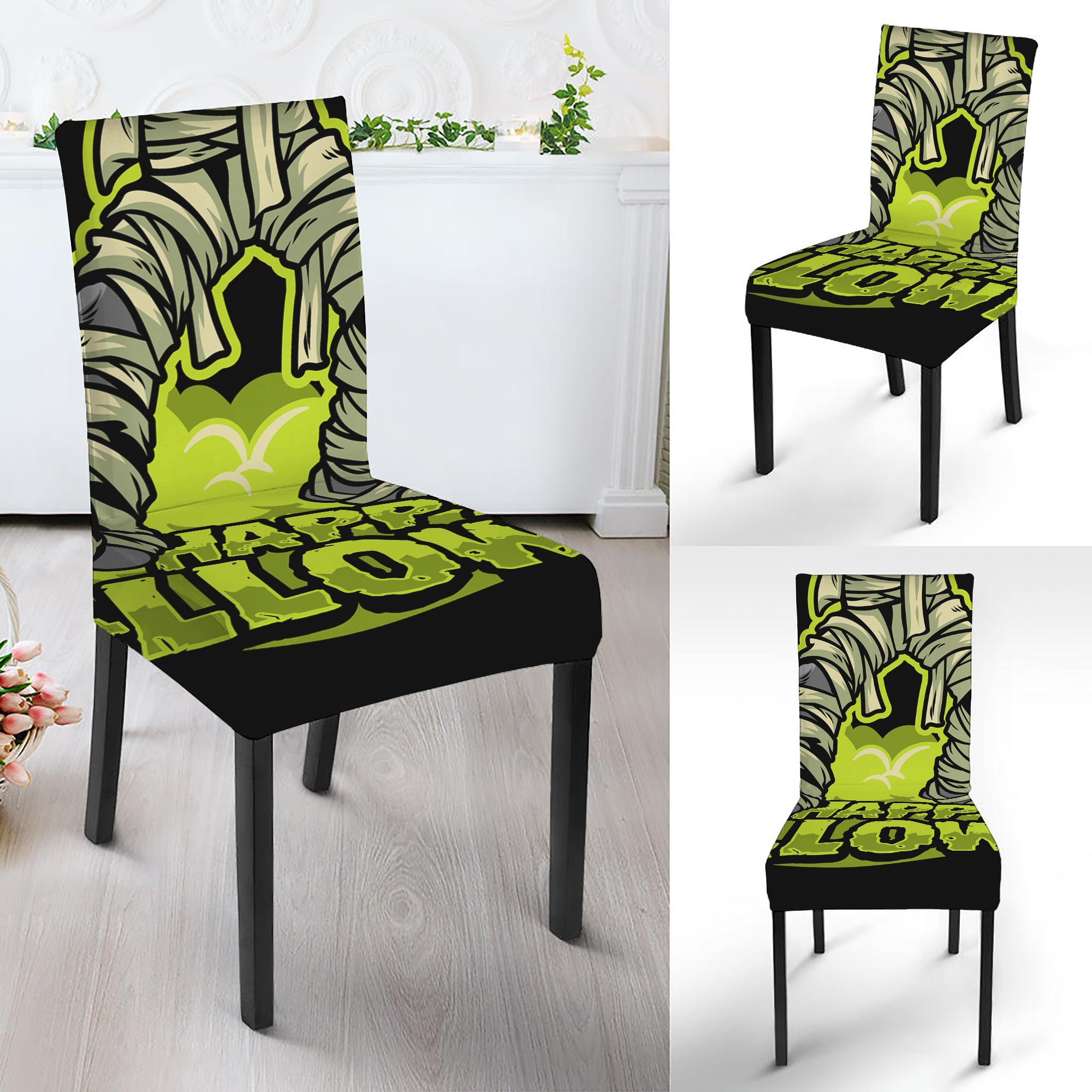 Halloween Mummy Print Dining Chair Slipcover