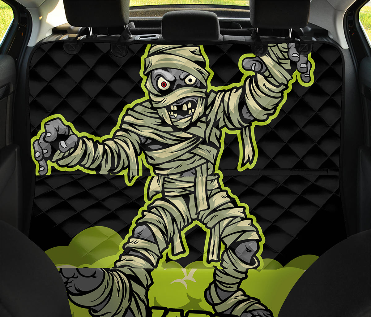Halloween Mummy Print Pet Car Back Seat Cover