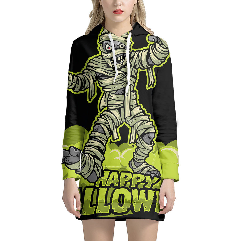 Halloween Mummy Print Pullover Hoodie Dress