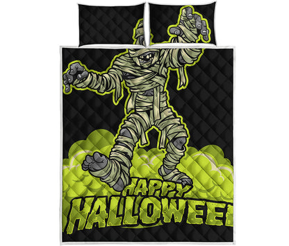 Halloween Mummy Print Quilt Bed Set