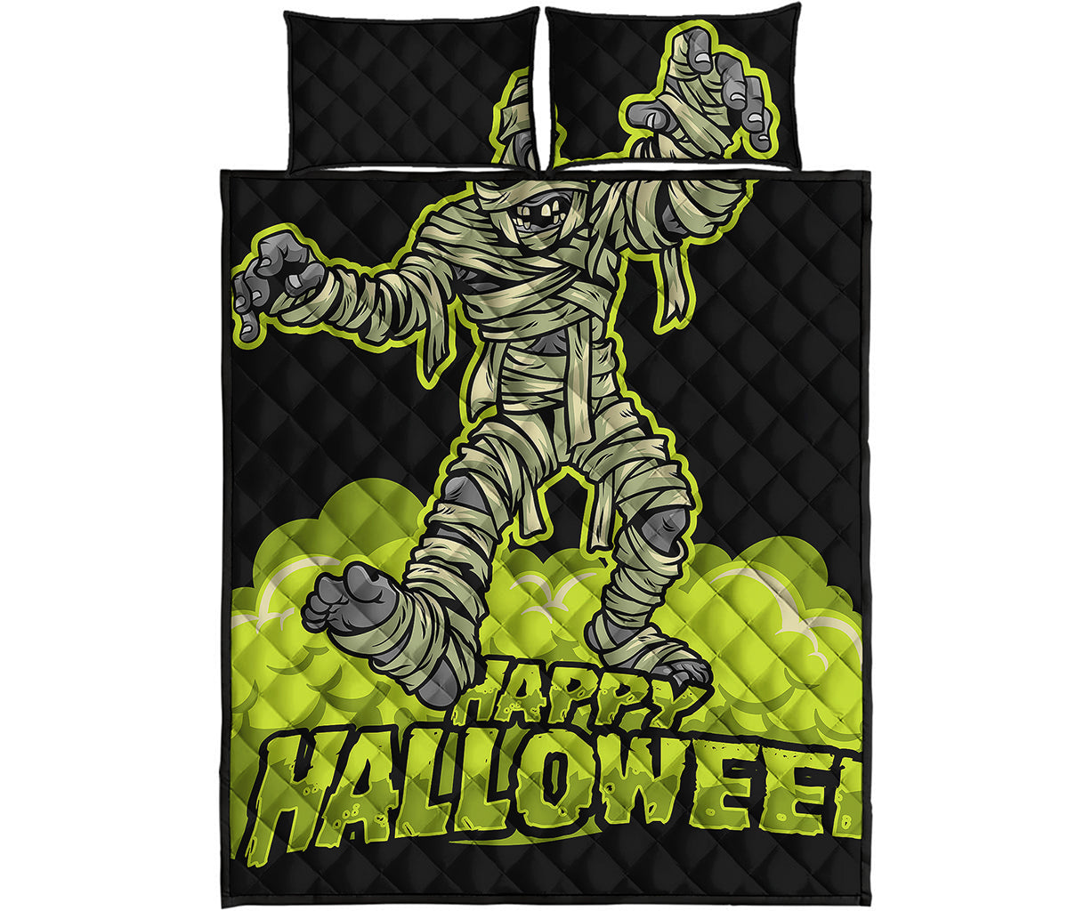 Halloween Mummy Print Quilt Bed Set