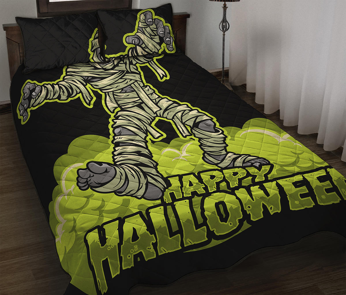 Halloween Mummy Print Quilt Bed Set