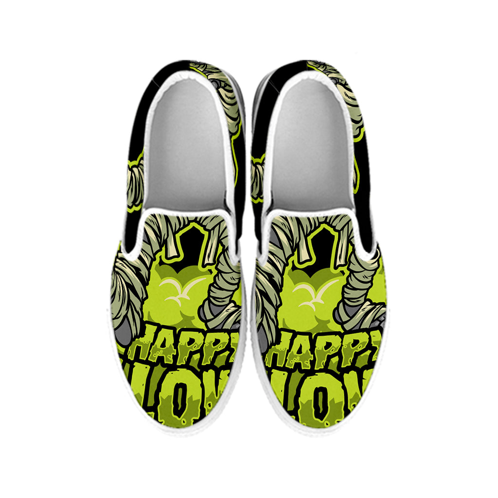 Halloween Mummy Print White Slip On Shoes