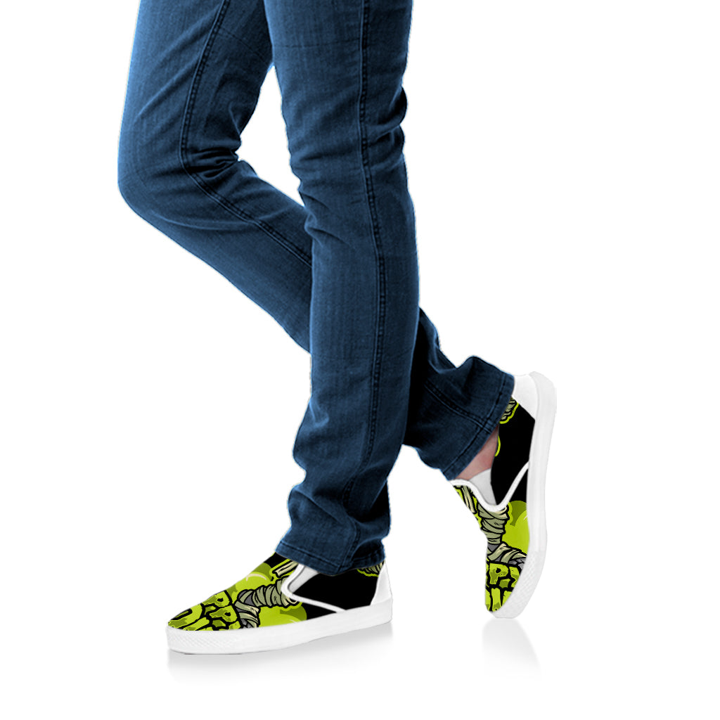 Halloween Mummy Print White Slip On Shoes