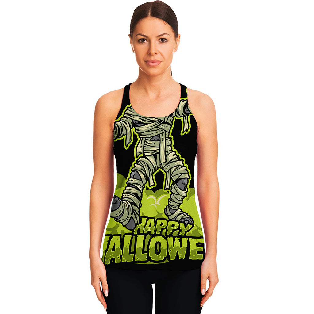 Halloween Mummy Print Women's Racerback Tank Top
